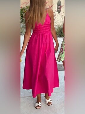 Zara Voluminous Poplin Dress in dark fuchsi